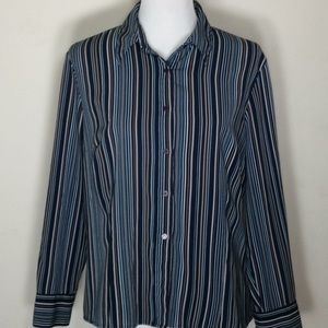 Striped Long Sleeve Button Down Blouse